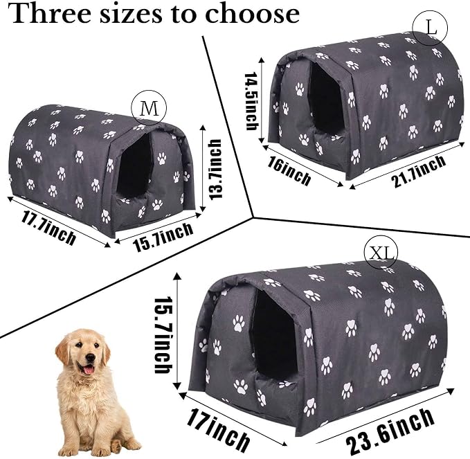 Fhiny Stray Cats Shelter, Waterproof Outdoor Cat House Foldable Warm Pet Cave for Winter Wild Animal Tent Bed Anti-Slip Kitten Cave for Feral Cat Dog Puppy Weatherproof Black - Image 6