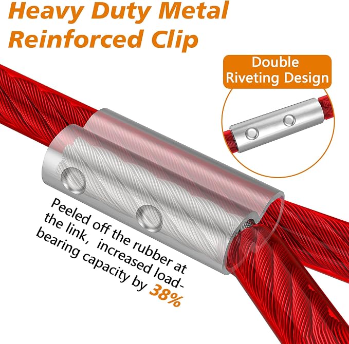 XiaZ Dog Tie Out Cable, Heavy Duty Dog Chains for Outside with Lockable Hook, Pet Runner Cable Leads for Yard, Dogs Line Tether for Small Medium Dogs Up to 250 LBS (20FT, Red) - Image 3