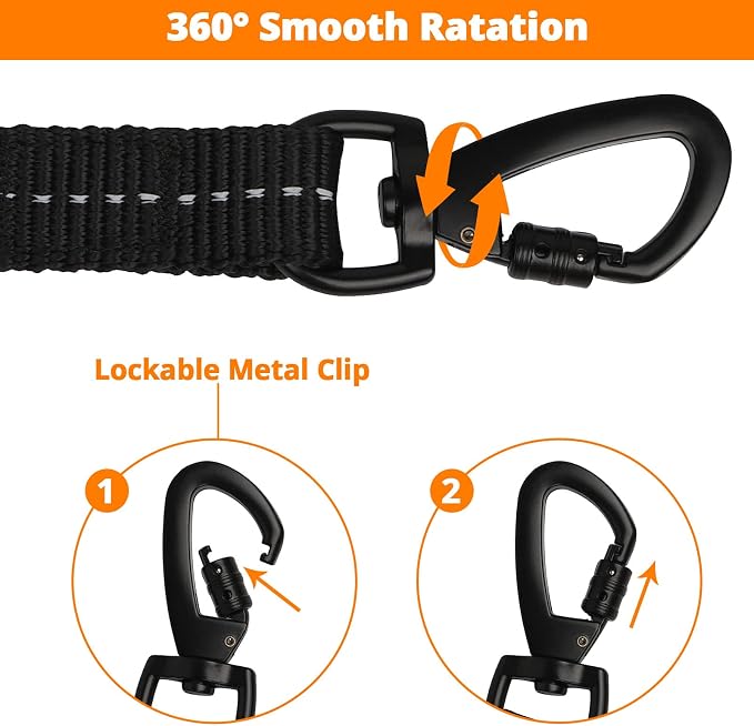 jenico Long Dog Leash 25FT: Heavy Duty Nylon Rope Leashes for Dogs Training with Reflective Threads Bungee and Padded Handle - Dog Lead for Large Small Medium Dogs Outside Walking Hiking - Image 3