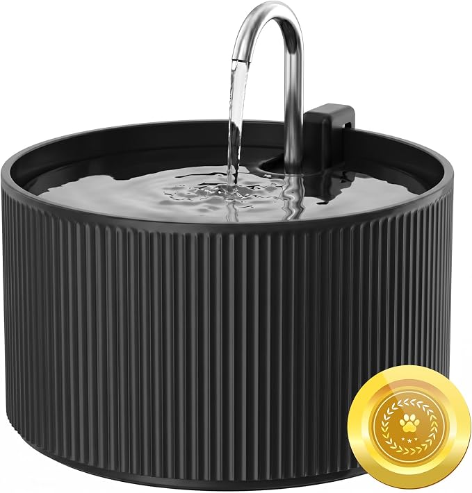 Wonder Creature Ceramic Cat Water Fountain 2.2L/74oz (Black) | Quiet Pet Fountain with BPA-Free Ceramic Material, Triple Filtration System, Easy Cleaning Design for Cats and Dogs by WonderCreature