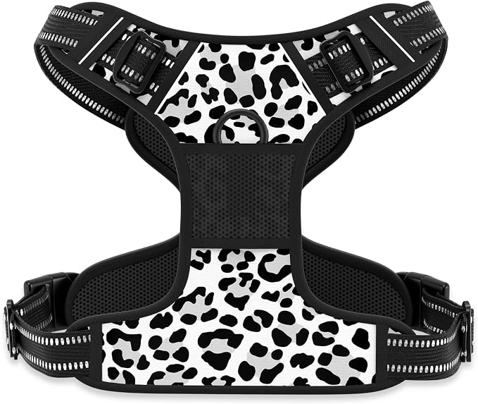 Rnivvi No Pull Dog Harness, Cute Leopard Reflective X-Large Sized Puppy Harness, Adjustable Soft Padded Vest for Large Dogs, Heavy Duty Pet Vest with Easy Control Handle for Walking Training, White by Rnivvi