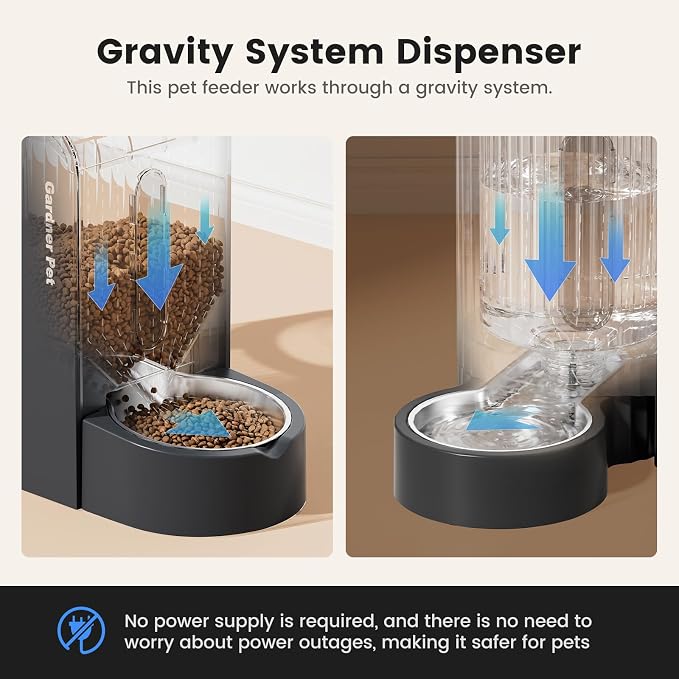 Gardner Pet Automatic Gravity Cat Food Feeder and Water Dispenser Stainless Steel Two-in-One Set Large Capacity Dispenser for Pets Dogs, Puppies, Kittens-(0.8 Gallons x 2) - Image 4