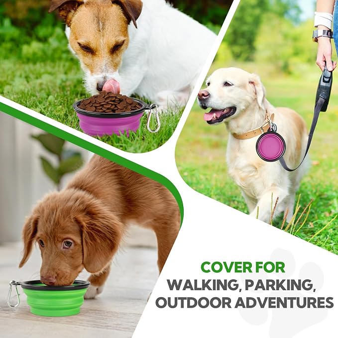 Collapsible Dog Bowl for Travel,2-Pack 12oz Pet Portable Water Food Bowls | Silicone Pet Foldable Bowl with 2 Carabiner Clips, Travel Water Bowl, Food Dishes Bowl, for Camping, Hiking, Walking - Image 8