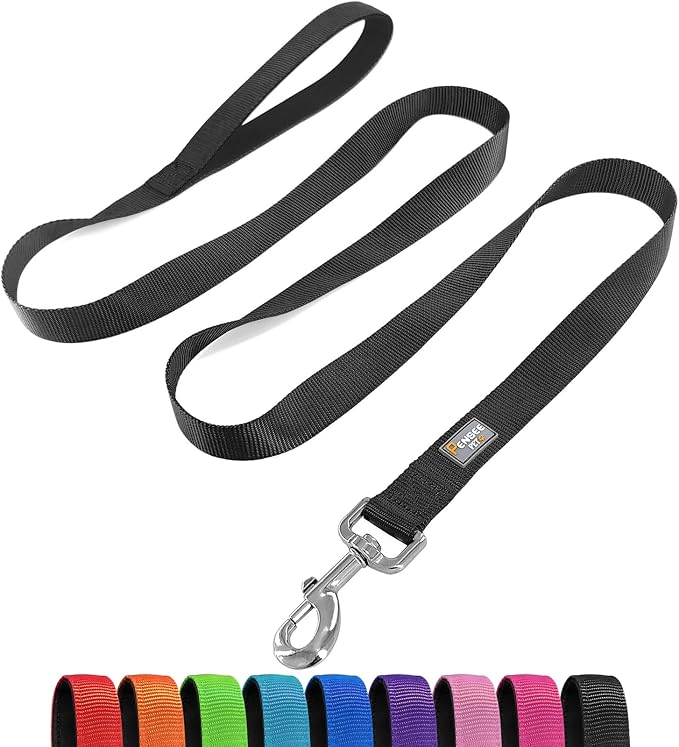 6 FT Reflective Dog Leash for Large Dogs,Black | Padded Handle,Metal D-Ring,Heavy Duty Nylon Webbing, for Walking & Training by Penseepet