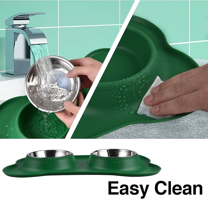 Dog Bowls 2 Stainless Steel Bowl for Pet Water and Food Feeder with Non Spill Skid Resistant Silicone Mat for Pets Puppy Small Medium Cats Dogs - Image 5