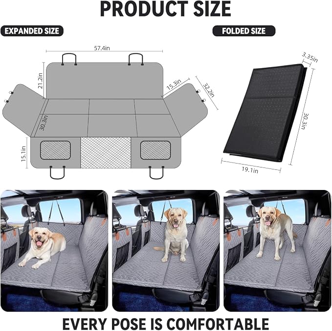 YJGF Hard Bottom Dog Car Seat Cover for Full-Size Trucks,Back Seat Extender | Strong Support,More Rest Space,Waterproof, Scratch Resistant,Car Seat Protector,Dog Hammock for Full-Size Truck - Image 6