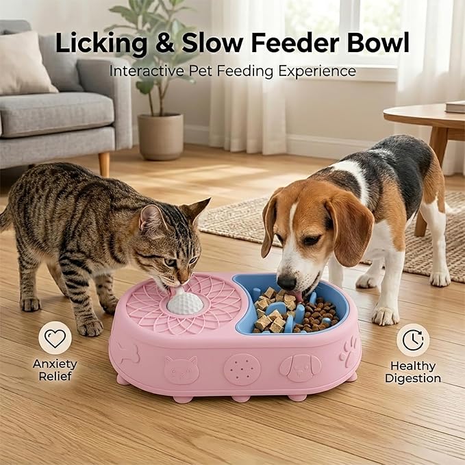 Slow Feeder Dog Bowl with Lick Mat, 2 in 1 Silicone Feeding Bowl | Promotes Healthy Eating Habits and Engaging Mealtime Experience - Image 5