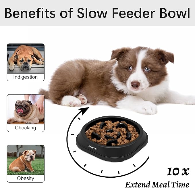 MateeyLife 2-Pack Slow Feeder Dog Bowls, 1 Cup, Dog Puzzle Feeder Bowl | Food-contact safe, dishwasher safe, non-slip base, maze design, for fast eaters, for dogs and cats, daily mealtimes - Image 2