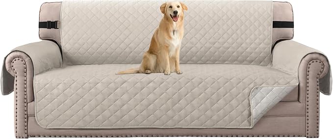 H.VERSAILTEX Sofa Protector for Dogs/Cats/Pets Sofa Slipcover Quilted Furniture Protector with Non Slip Elastic Strap Water Resistant Sofa Covers Seat Width: 66" (Sofa, Pale Oak) by HVERSAILTEX