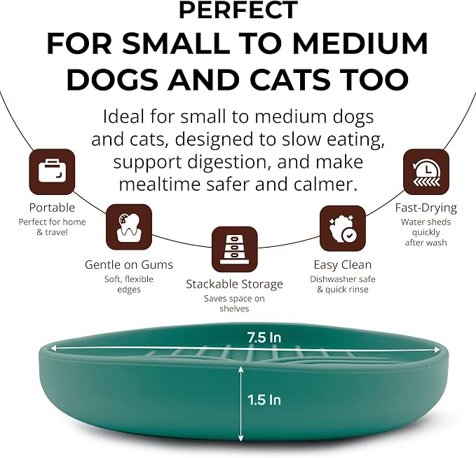 Slow Feeder Dog Bowls, Dishwasher Safe, Non-Slip Base, BPA-Free Slow Eating Dog Bowl (Sage, 1-Pack) - Image 3