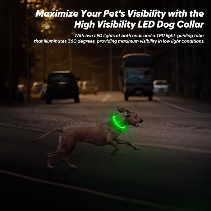 Light Up Dog Collar (Green 70cm) | USB Rechargeable LED Dog Collar for Night Walking, Cut-to-Fit Glowing Safety Collar for Small, Medium & Large Dogs - Image 6