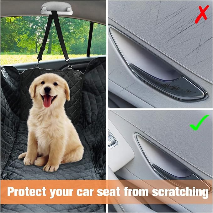 PETICON Dog Car Seat Cover for Back Seat, Waterproof Dog Hammock for Pets | Zippered Design Allows Passenger Seat Access, Mesh Window for Pet View, 600D Oxford, Prevents Scratches, Hair, Mud, and Dirt - Image 4
