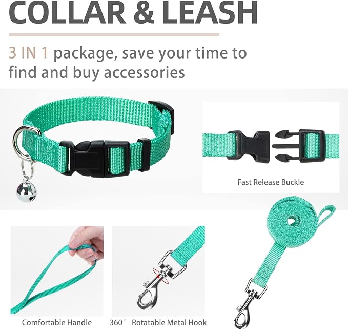 PUPTECK Dog Harness, Collar and Leash Set No Pull for Small Medium Sized | Soft Mesh Puppy Step-in Escape Proof Reflective No Choke Pet Cat Adjustable Walking Vest - Image 5