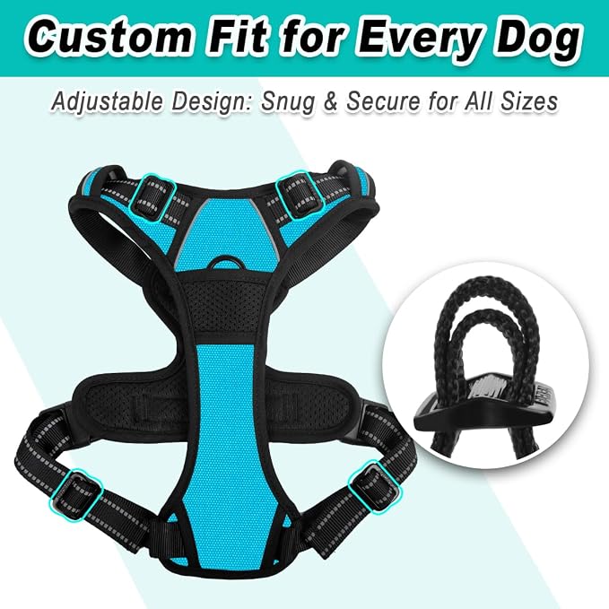 BARKBAY Dog Harness No-Pull Pet Harness Adjustable Outdoor Pet Vest 3M Reflective Oxford Material Vest for Dogs Easy Control for Small Medium Large blue Dogs (M) | Control Handle,Comfort,Heavy Duty,Adjustable Reflective,Perfect for Outdoor Training, Wa... - Image 6