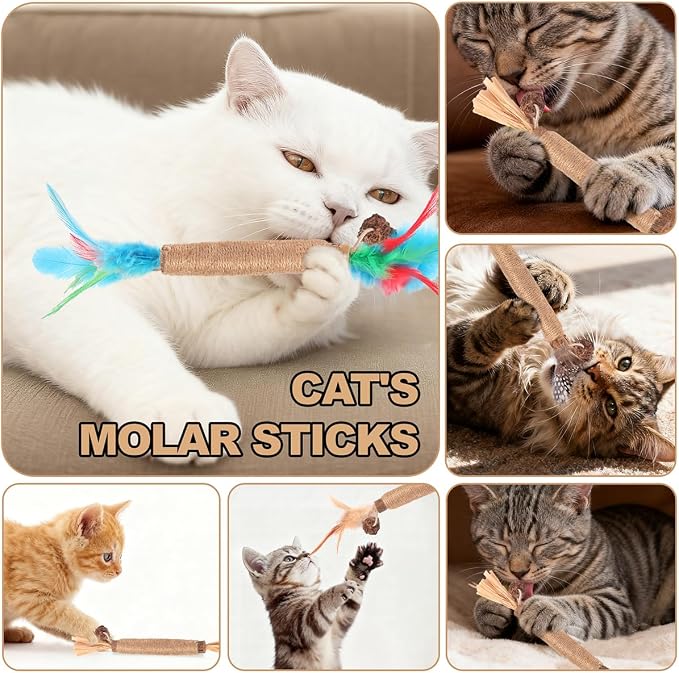 Cat Toys Cat Chew Toys, Silvervine Sticks Catnip Rope Toys for Cats Teeth Cleaning, Kitten Dental Care, Kitty Toys for Indoor Cats Increase Appetite,Enhances Oral & Dental Health (4 Pack) - Image 2