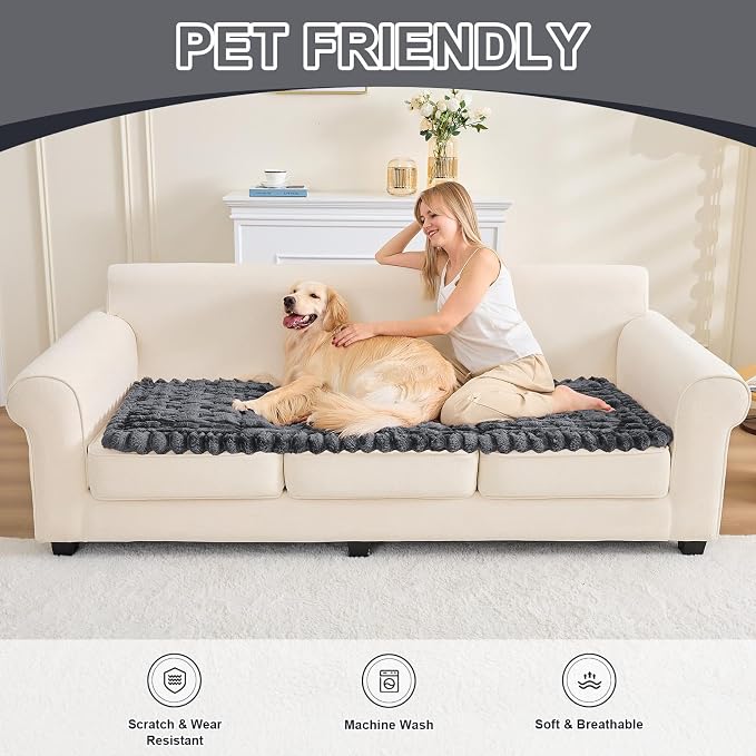 Waterproof Dog Couch Cover, Non Slip Pet Sofa Protector, Thick Fuzzy Couch Cover for Dogs, Machine Washable Furniture Protector, Scratch Resistant Pet Couch Mat(Dark Gray, 28" x 83"/70 x 210cm) - Image 8