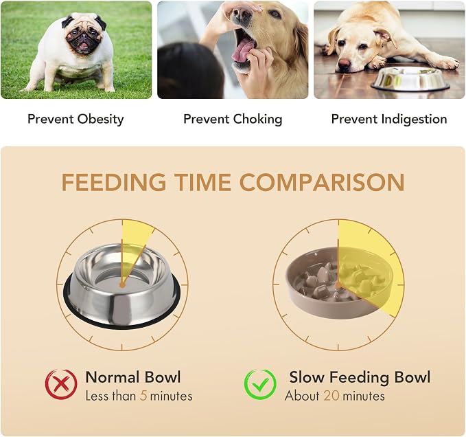 Havniva Dog Bowls Slow Feeder, Ceramic Slow Feeder Dog Bowls for Fast Eater | 1.6 Cups Dog Food Bowl Puzzle Feeder, Slow Feeding Bowls for Medium Breed, Non-Slip Base, Anti-Choking - Image 5