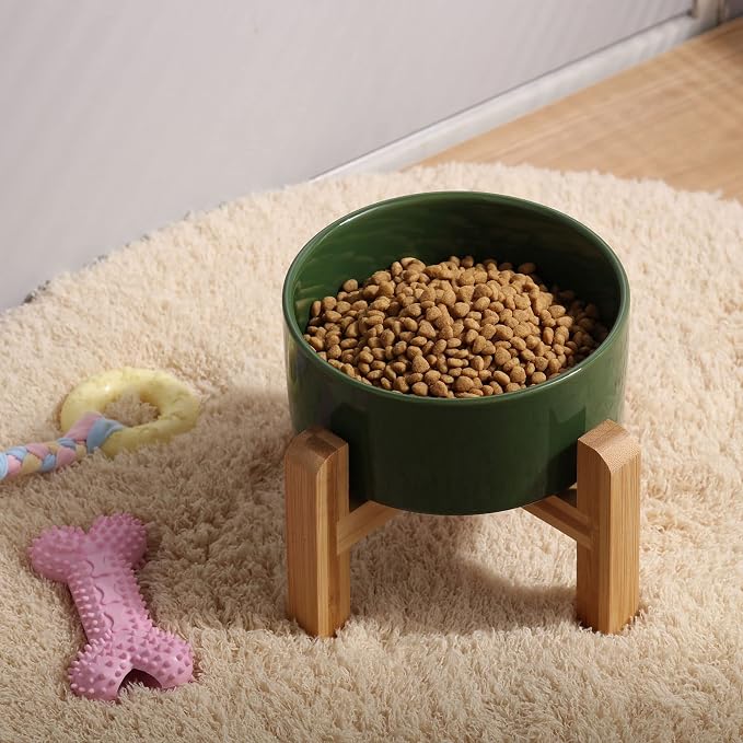 Petygooing 28 OZ Elevated/Raised Ceramic Dog Bowl for Small and Medium Breeds, Dog Food Water Dish with Stand,Pet Feeding Bowl Anti Slip Rubber for Small and Medium Dogs (3.6 Cups) Rust Green - Image 6