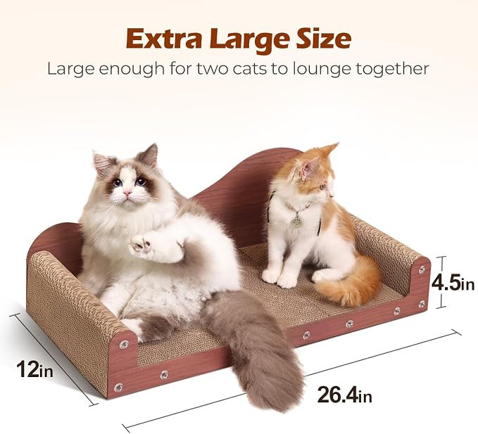 ComSaf Cat Scratcher Bed 26.4 in, Large Cardboard Cat Scratching Board | Scratch Pad Lounger, Sofa Couch Shape, Corrugated Cardboard, Furniture Protection, Indoor Resting Spot, Claw Care - Image 2