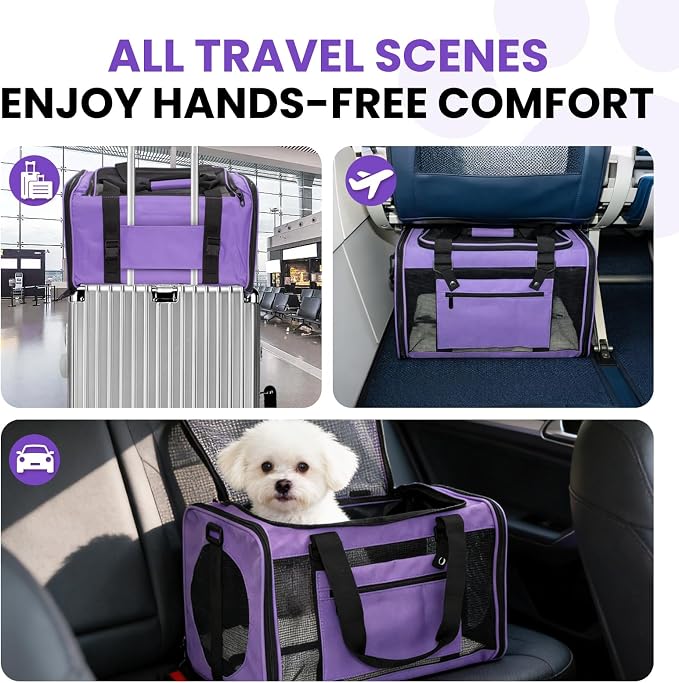 Soft-Sided Cat Carrier 18x11x11 in Expandable Travel Pet Bag 15LBS | For Cats and Small Dogs with Anti-Scratch Mesh Washable Mat Collapsible Escape-Proof Airline Approved with Shoulder Strap - Image 8