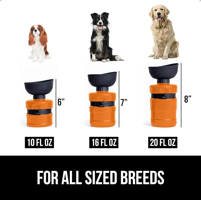 GORILLA GRIP Dog Water Bottle, Portable Water Bowl Dispenser for Dogs, 20 oz Leak Proof Pet Travel Squeeze Bottles, Food Grade Silicone, To Go Puppy Essentials, Hiking Camping Trip Accessories, Orange - Image 6