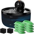 Pet Water Fountain Battery Operated: GOOIFUN Cat Water Fountains with 8 Filters + 8 Sponges - 88oz/2.6L Noiseless Cats Waterer Bowl Dispenser - Kitten Drinking Fountains for Cats Indoor by GOOIFUN