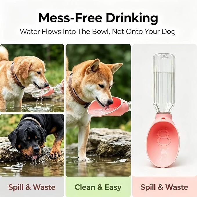 Dog Water Bottle Adapter Portable Silicone Dog Water Dispenser for Standard Water Bottles Leak Proof Outdoor Pet Water Feeder Bowl for Dog Cat Walking Hiking Travel Foldable Leaf Design - Image 4