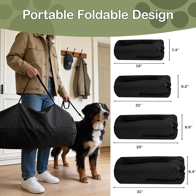 42" L Collapsible Dog Crate for Extra Large Dogs, XL Soft Pet Crate with 4-Door Mesh, Portable Dog Kennel for Travelling, Green - Image 3
