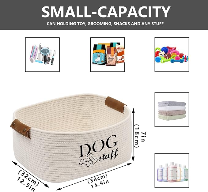 Morezi Durable Cotton Rope Dog Toy Storage, Large Dog Bin, Pet Bed, Puppy Toy Box - Perfect for Organizing Pet Toys, Blankets, Leashes, Clothing and Any Doggie Stuff - Beige - Image 3