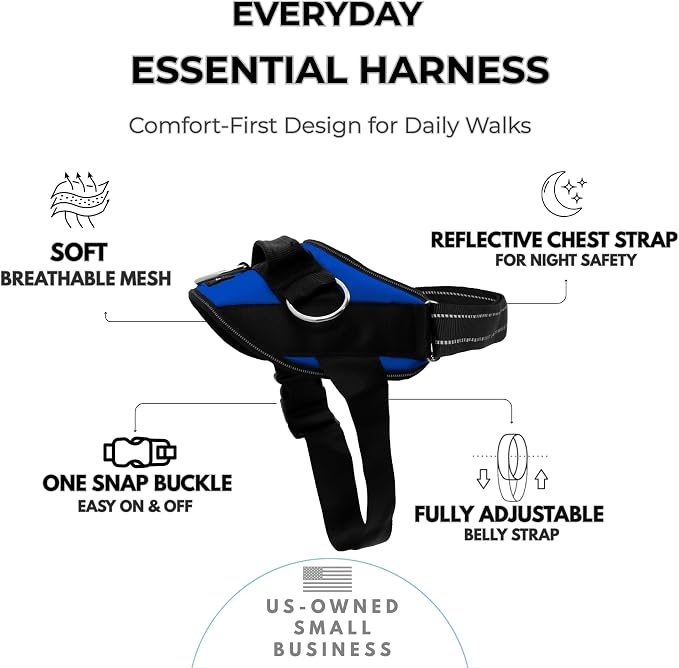 ShawnCo Essential Dog Harness, No-Pull Pet Vest (Electric Blue,XL) | 3 Leash Clips, Easy On, No-Choke, Reflective, Adjustable Fit, Padded Comfort, Control Handle, For Small, Medium & Large Dogs - Image 2