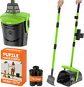 Pupzle Dog Pooper Scooper with Bag Attachment, 40" Long Handle Dog Scooper | Dog Poop Scoop for Yard, Large Capacity Swivel Bin and Rake Pooper Scooper, Lavender Scented Bags for Large Dogs (Green) by Pupzle