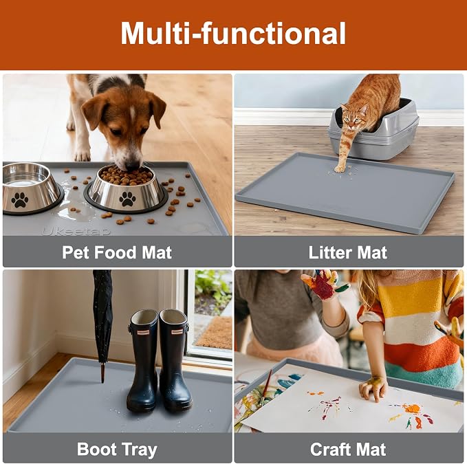 19" x 28" Extra Thick Silicone Mat Waterproof with Raised Edge, Gray | Under Sink Mat for Kitchen & Bathroom, Kitchen Cabinet Liner, Multi-Purpose for Storage & Protection - Image 8