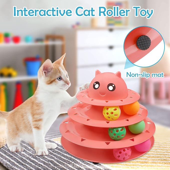 UPSKY 20 PCS Cat Toys Set with Teaser, Mice, Spring, and Various Ball Toys | Puzzle Kitten Toys, Sturdy Structure, Detachable Design, Easy to Assemble, Anti-Slip, Reduces Boredom for Indoor Cats - Image 5