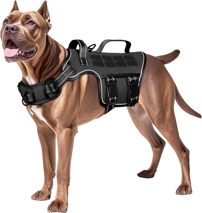 Dog Harness for Large Dogs, No Pull Tactical Vest with Front Clips | Easy Contrl Handle, Breathable Soft Padded, Adjustable, Reflective, Heavy Duty, Easy Take On & Off, Black X-Large by Runfido