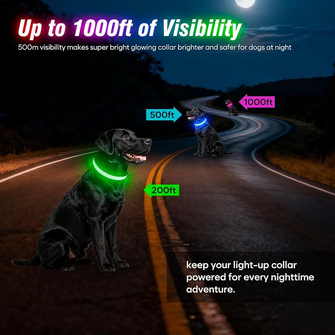 Multicolor Light Up Dog Collar, 5V Waterproof Led Dog Collar Rechargeable, 200 mAh Adjustable Glow in the Dark Dog Collars with 11 Light Modes for Small, Medium, Large Dogs Walk at Night (Large) - Image 4