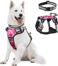 Dog Harness No Pull, Pet Harnesses with Dog Collar, Adjustable Reflective Oxford Outdoor Vest, Front/Back Leash Clips for Small, Medium, Large, Extra Large Dogs, Easy Control Handle for Walking by WINSEE