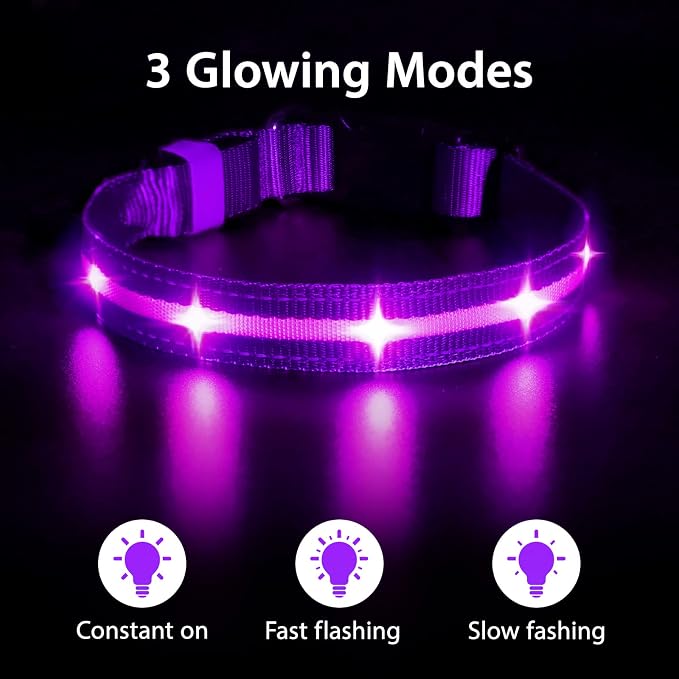 MASBRILL Led Dog Collar - Rechargeable, Water-Resistant, Flashing Glowing Collar for Night Walking - S(15.75 * 0.98in) - Image 2
