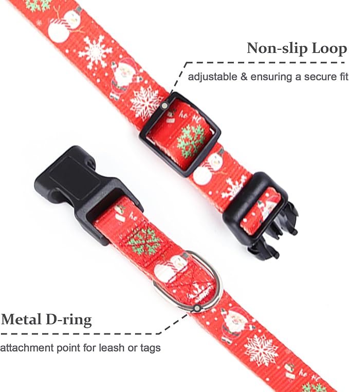 Christmas Dog Collar with Buckle Adjustable Safety Nylon Collars for Small Medium Large Dogs, Cute Stylish Girl Boy Christmas Dog Collar (Christma Red,L) - Image 4