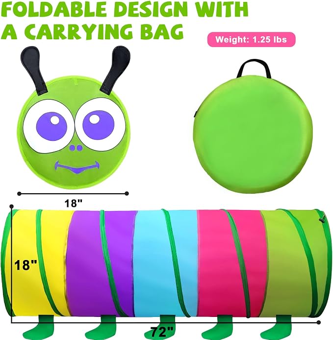 TIKTENT Kids Play Tunnel for Toddlers Colorful Pop Up Crawl Tunnel Toy | Collapsible Gift for Girl Boy Birthday Gift, Indoor Outdoor Toddler Children or Dog - Image 6