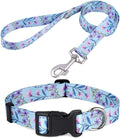 Mihqy Dog Collar and Leash Set, for Large Dogs, Pink Purple Floral Set,L | with Floral Patterns, Adjustable for Small Medium Large Dogs, Comfortable for Walks and Outdoor Hikes by Mihqy