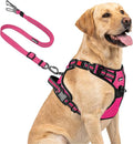 Joytale No Pull Dog Harness & Seat Belt, Easy On 3-Buckle, L, Hot Pink | Front Clip Reduces Pulling, Escape-Resistant Design, Adjustable Fit, Soft Padding for Comfort, Secure Tether for Safer Travel by Joytale