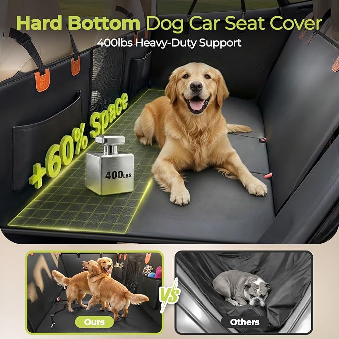 Back Seat Extender for Dogs, Hard Bottom Dog Car Seat Cover, Upgraded Waterproof PU Leather, Easy to Clean, Anti-Scratch & Durable Hammock for Full Size Trucks, Holds 400lbs - Image 4