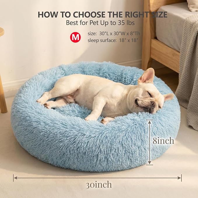 nononfish Cozy Small Dog Bed,Soft Donut Calming Pet Bed | Cozy small dog bed with plush donut comfort. - Image 3