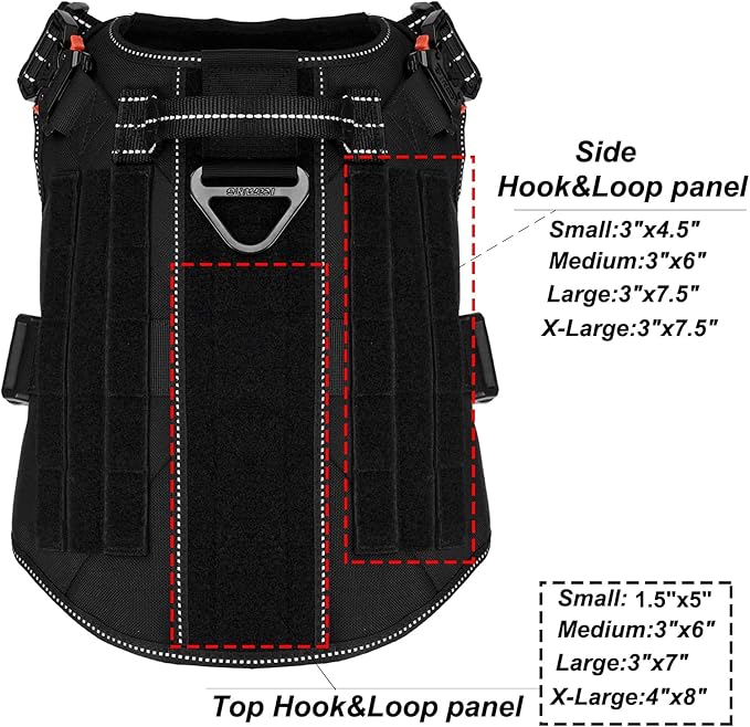 ICEFANG Tactical Dog Harness for Large Dogs,Reflective No Pull Dog Vest | with Control Handle,Adjustable,Front Hook,2 Leash Clips,Soft Padded,MOLLE Panel,Black,Large - Image 3