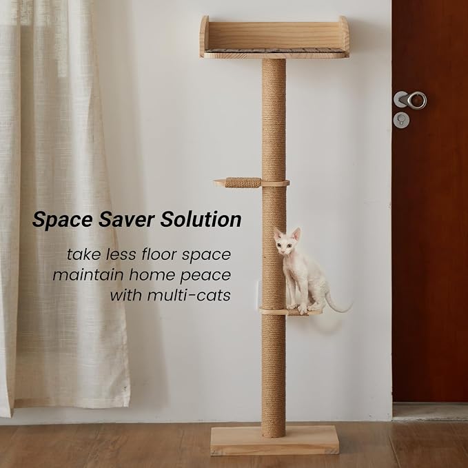 Cat Window Perch with Tall Scratching Posts, Inside 48 in Tall Climbing Tree Hammmock Mounted with Suction Cups for Climbing, Bird Watching, and Play, Supports 45 lbs - Image 8