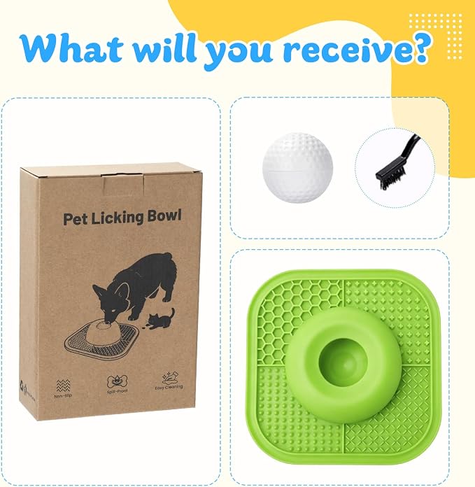 Slow Feeder Dog Bowls & Lick Mat for Liquid and Thick Treat, Anti-Slip Dog Lick Bowl with Interactive Rolling Ball, 5/6 Cup Pup Licking Toy for Large Medium Small Dogs and Cats Green - Image 8