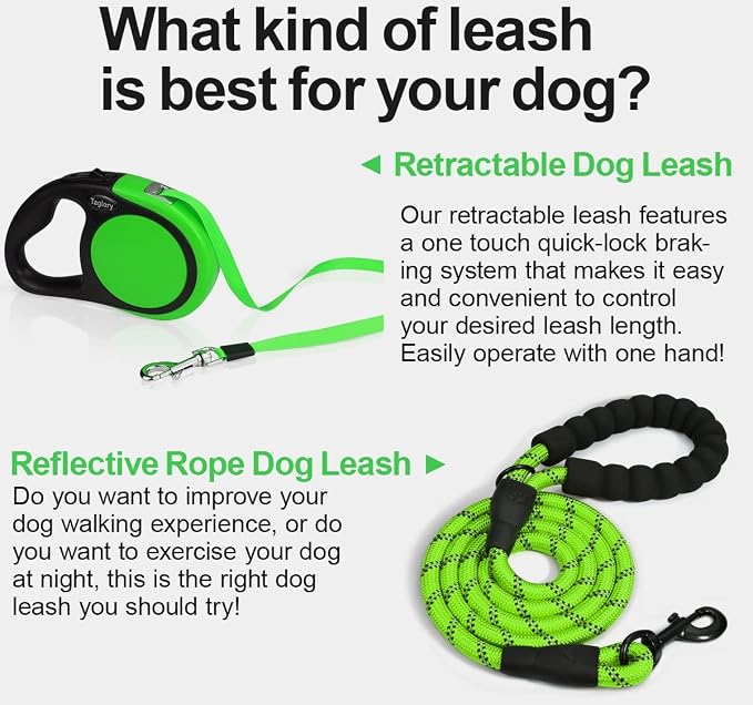 Taglory Retractable Dog Leash, One-Handed Brake, 16ft, Up to 44 lbs, Green | More Freedom While Staying in Control, Smooth Retraction, Tangle-Free Design, Easy-Grip Handle, Daily Neighborhood Walks - Image 8