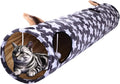 Cat Tunnel -Straight-Shaped, Gray Star Pattern, Soft Velvet Exterior, Oxford Fabric Fog-Proof Interior, Plush Toy Ball, Easily Washable, Conveniently Foldable, 47.2in/120cm by MAKEPETLUCKY-WelcometoCatTunnelClub
