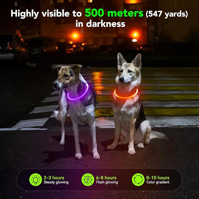 Light Up Dog Collars - Waterproof LED Dog Collar, Glow in The Dark Puppy Collar, TPU Cuttable Lighted Dog Collar for Small Medium Large Dogs (Purple) - Image 6