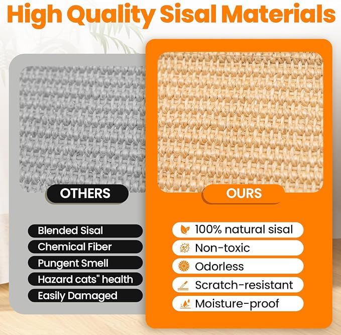 KEDAO Sisal Cat Scratcher Bed Scratching Posts for Indoor Cats Hammock Adults Kitty Curls Cat Scratcher Wooden Cats Furniture Scratching Pad - Image 4